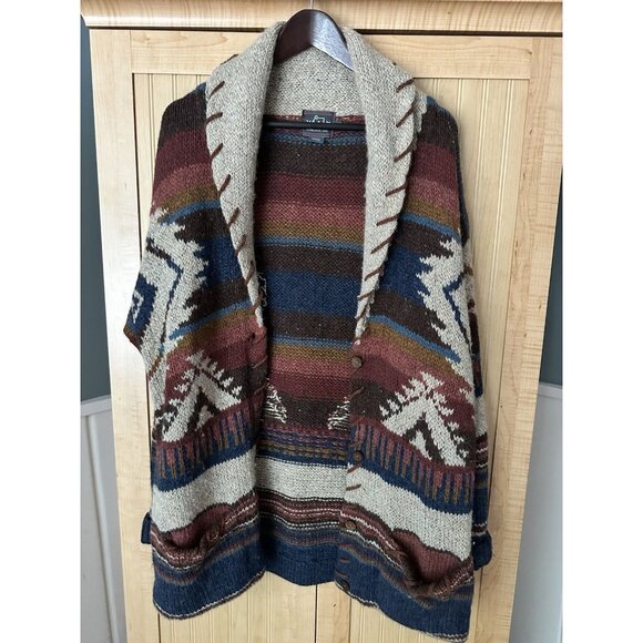 Vintage WOOLRICH 100% Wool Southwestern Knit Cardgian Sweater Size Medium M - Picture 3 of 4
